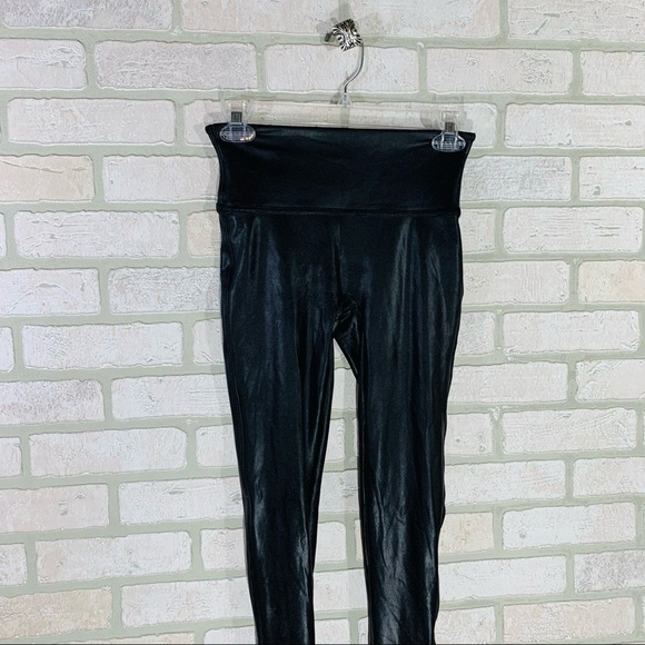 SPANX Black Faux Leather Leggings Size L - Picture 6 of 11
